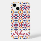 Retro Marokkaanse Zellije Patroon met Naam Case-Mate iPhone Case (Achterkant)