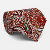 Retro Maroon Blauwgroen Paisley Pattern Stropdas (Opgerold)