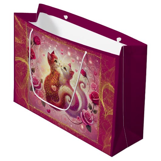 Retro Maroon Cat - Groot Cadeauzakje (Voorkant Gekanteld)