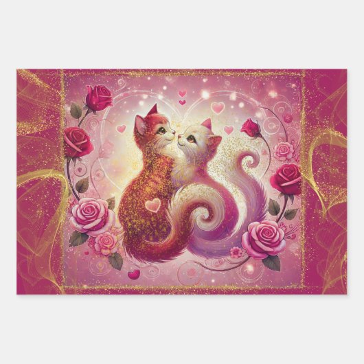 Retro Maroon Cat - Inpakpapier Vel (Voorkant 2)