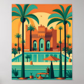 Retro  Marrakech Marokko Flat Vector Art Poster (Voorkant)