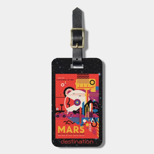 Retro Mars Historisch Sites-ruimtetoerisme Bagagelabel (Voorkant verticaal)