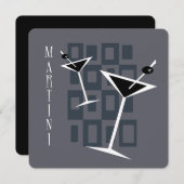 Retro Martini Cocktail Party Uitnodigingen (Voorkant / Achterkant)