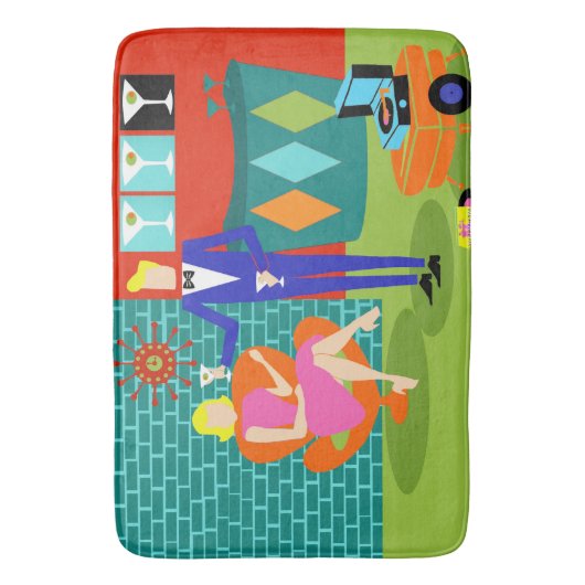 Retro Martini Couple Bath Mat (Voorkant Verticaal)