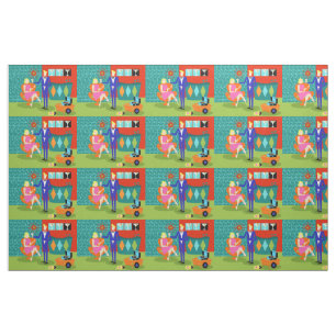 Retro Martini Couple Fabric Stof