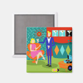 Retro Martini Couple Magnet (Recto/Verso)