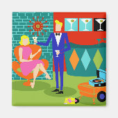 Retro Martini Couple Magnet (Devant)
