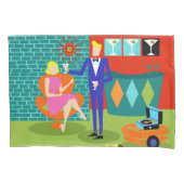 Retro Martini Couple Pillowcase Kussensloop (Voorkant)