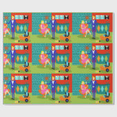 Retro Martini Couple Wrapping Paper Cadeaupapier (Vlak)