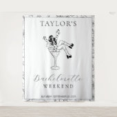 Retro Martini Girl Bachelorette Weekend Backdrop Wandkleed (Voorkant)