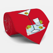 Retro Martini Glass Party Time (Red) Stropdas (Opgerold)