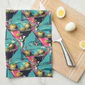 Retro Martini Glazen Keuken Handdoek (Quarter Fold)