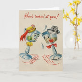 Retro Martini Jubileum Kaart (Gele Bloem)