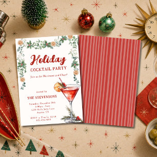 Retro Martini Kerst Cocktail Feestelijke Feest Kaart