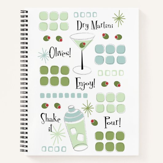 Retro Martini Mid-Century Modern Notitieboek (Voorkant)