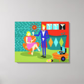Retro Martini Paar Uitgerekt Canvas Print (Voorkant)