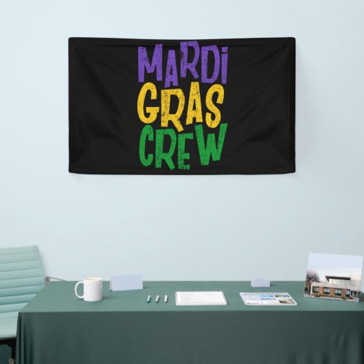 Retro Masquerade Mardi Gras Crew Beads Parade Spandoek (Beurs)