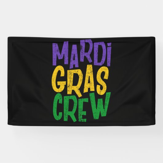 Retro Masquerade Mardi Gras Crew Beads Parade Spandoek (Horizontaal)
