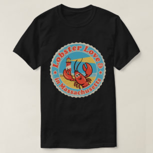Retro Massachusetts Badge_ Kreeft met Schepenwiel T-shirt