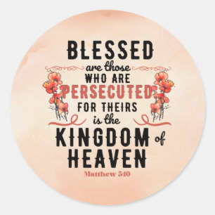 Retro Matteüs 5:10 Poppies Waterverf Ronde Sticker