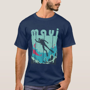  Retro Maui Hawaii duikende wolken duiker T-shirt