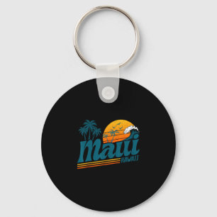 Retro Maui Hawaii Hawaïaans Eiland Palmboom Strand Sleutelhanger