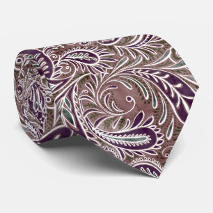 Retro Mauve Paars Paisley Pattern Stropdas