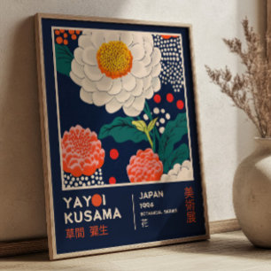 Retro Maximalistische Yayoi Kusama Bloemenshow  Poster