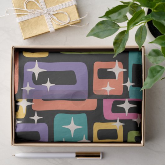 Retro MCM Abstract atoomouderingspatroon Tissuepapier (Geschenk)