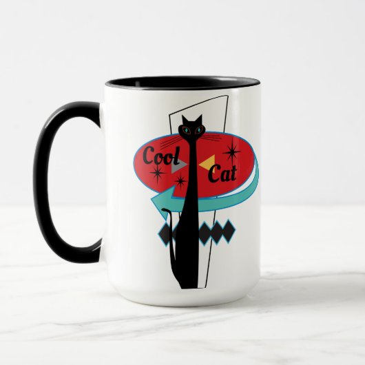 Retro MCM Atomic Era Cool Cat Sign. Mok (Links)