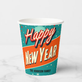 Retro MCM Gelukkig Nieuwjaar Papieren Bekers