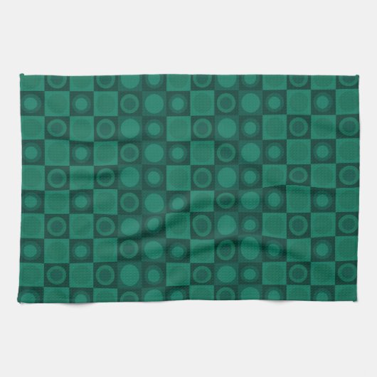 Retro MCM geometrisch patroon Blauwgroen Theedoek (Horizontaal)