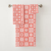 Retro MCM geometrisch patroon zalmroze Bad Handdoek (Insitu)