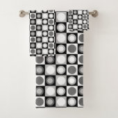Retro MCM geometrisch patroon zwart wit Bad Handdoek (Insitu)