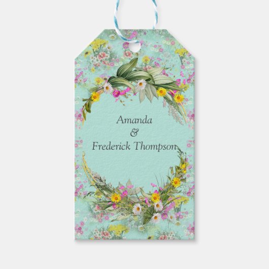 Retro Meadow Classic Flowers Cadeaulabel (Voorkant)