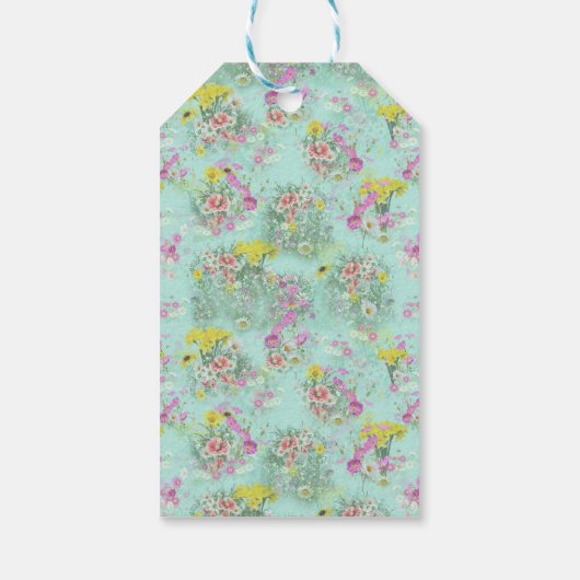 Retro Meadow Classic Flowers Cadeaulabel (Achterkant)