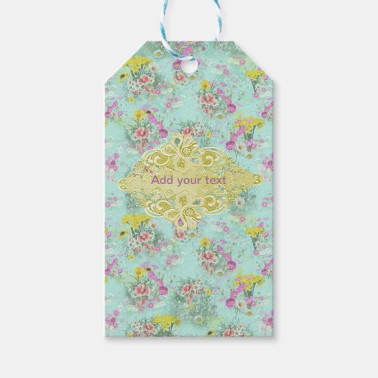 Retro Meadow Classic Flowers Cadeaulabel (Voorkant)