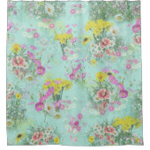 Retro Meadow Classic Flowers Douchegordijn (Voorkant)