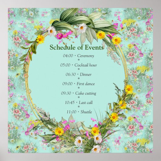 Retro Meadow Classic Flowers Poster (Voorkant)