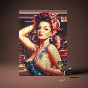 Retro Mechanisch Meisje Legpuzzel