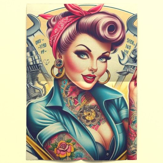 Retro Mechanisch Meisje Tissuepapier