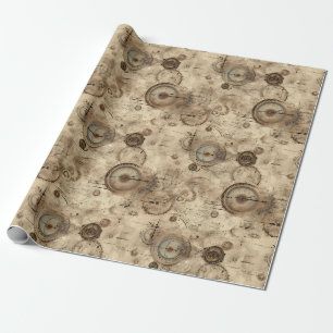 Retro Mechanische Blauwdruk Sepia Bruin Cadeaupapier