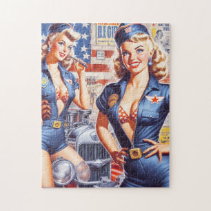 Retro Mechanische Pin-up Legpuzzel