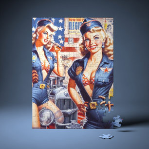 Retro Mechanische Pin-up Legpuzzel