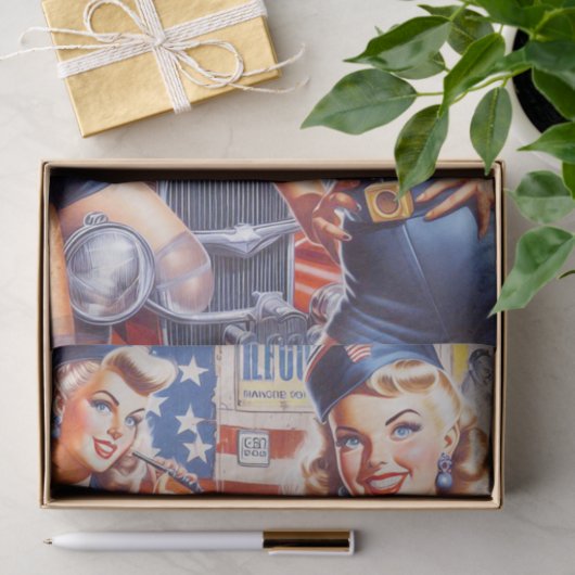 Retro Mechanische Pin-up Tissuepapier (Geschenk)