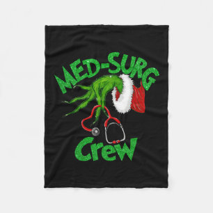 Retro Med-Surg Crew Nurse Stethoscope Christmas Xm Fleece Deken