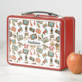 Retro Media Patroon aangepaste naam lunchdozen (In situ)