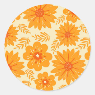 Retro medio Oranje ventilatorpatroon Ronde Sticker