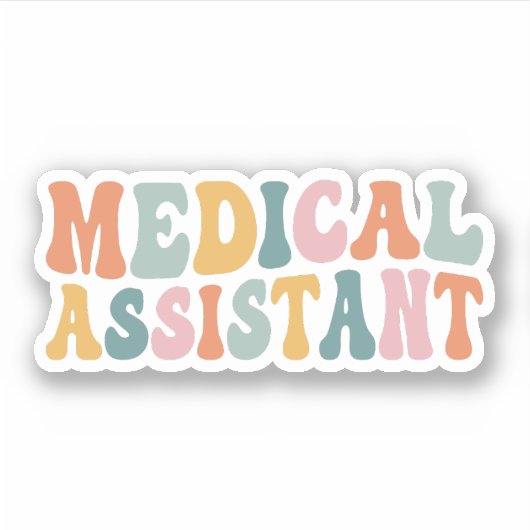 Retro Medisch Assistent, Med Assistent Afstuderen Sticker (Voorkant)