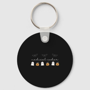 Retro Medische Coder Pompoen Ghost Worker Hallowee Sleutelhanger